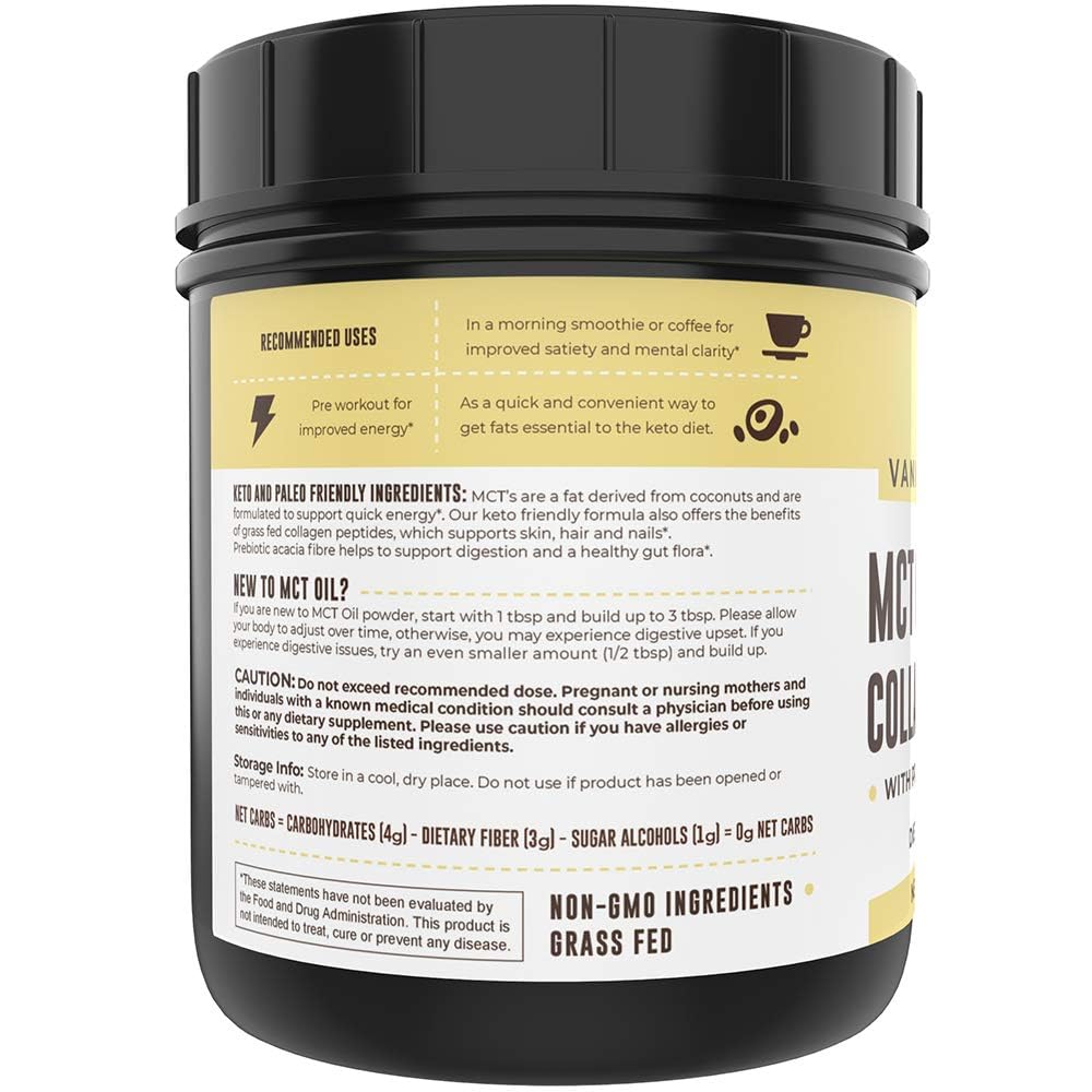 MCT Oil Powder with Acacia Fiber & Collagen Peptides, Vanilla, 16oz — Amazon image 9