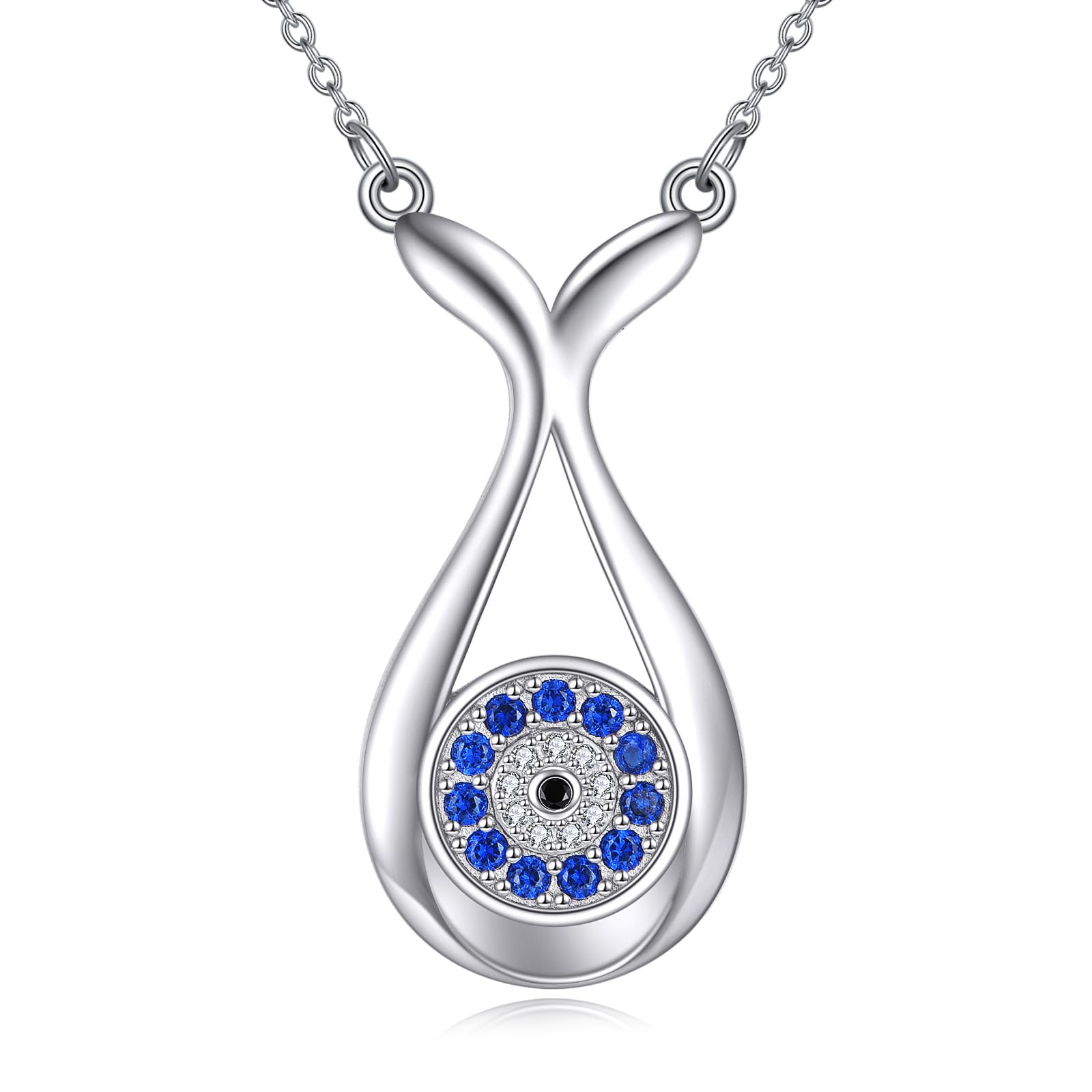 POPLYKE Collar de ojo turco para mujer, collar de sirena de plata de ley, regalo de joyería para niñas