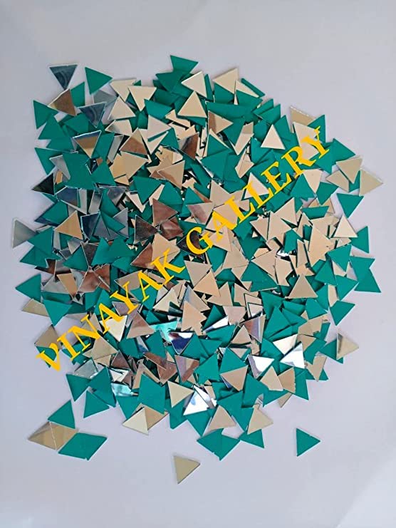 VINAYAK GALLERY 1 Inch Tringel Shape Mirror for lippan Art Jewellery Making,Other Craft Work (50 Pieces) 1 Free Fabric Glue