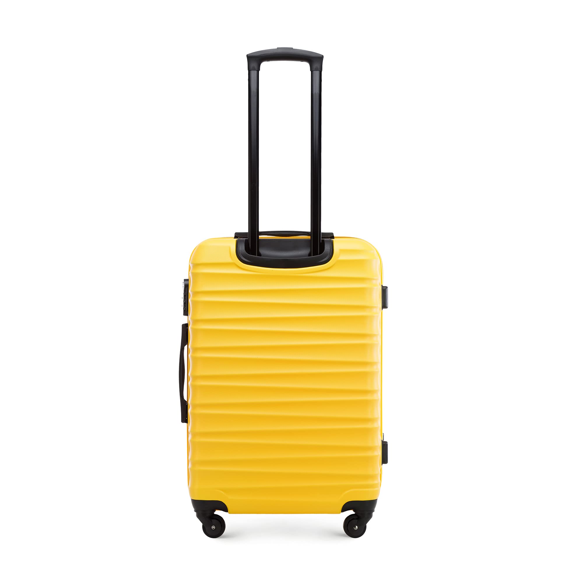 WITTCHEN Valigia da viaggio Bagaglio a mano Valigia da cabina Valigia rigida in ABS con 4 ruote girevoli Serratura a combinazione Maniglia telescopica GROOVE Line Set di 4 valigie Giallo