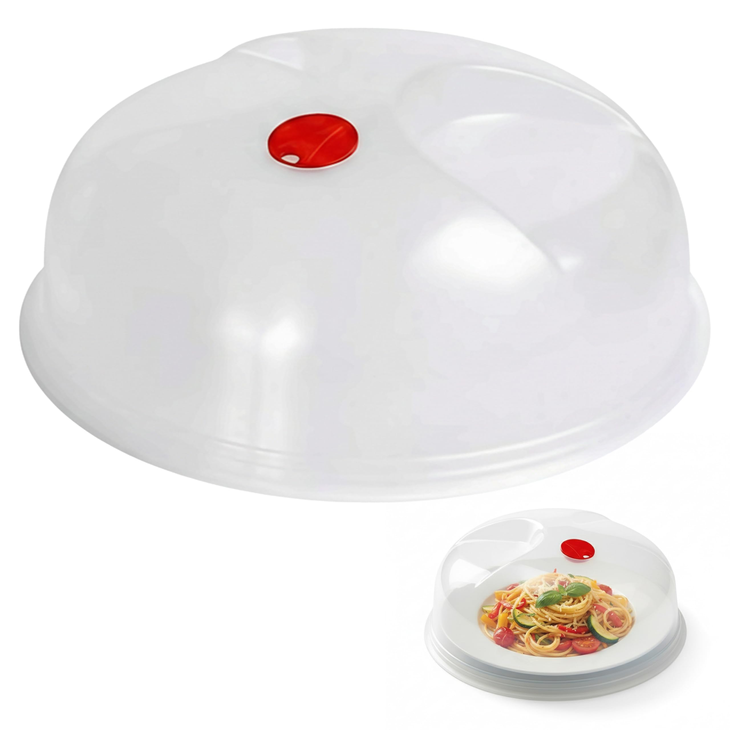 Microwave Cover with Steam Outlet - 24.5cm Plastic Lid to Prevent Splashes, Spills, and Messes, Ideal for Efficient and Safe Food Heating in Microwave