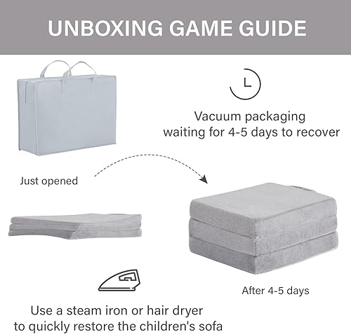 Miniatura 6 de Colchón plegable para niños, lavable para niños, tapete triple plegable para siesta para dormir, guardería, sofá cama con bolsa de almacenamiento