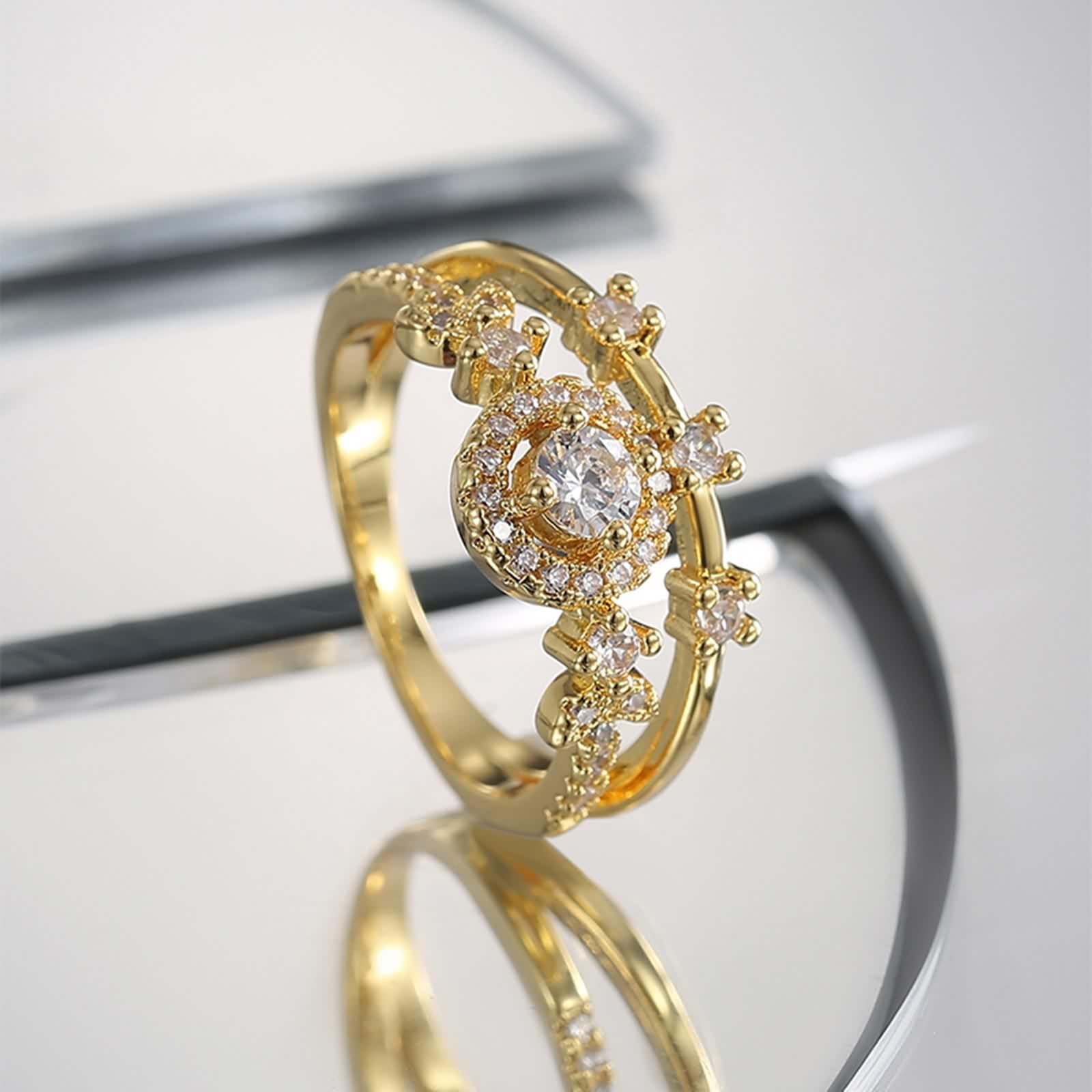 Anillos de oro amarillo de 14 quilates, elegantes y modernos