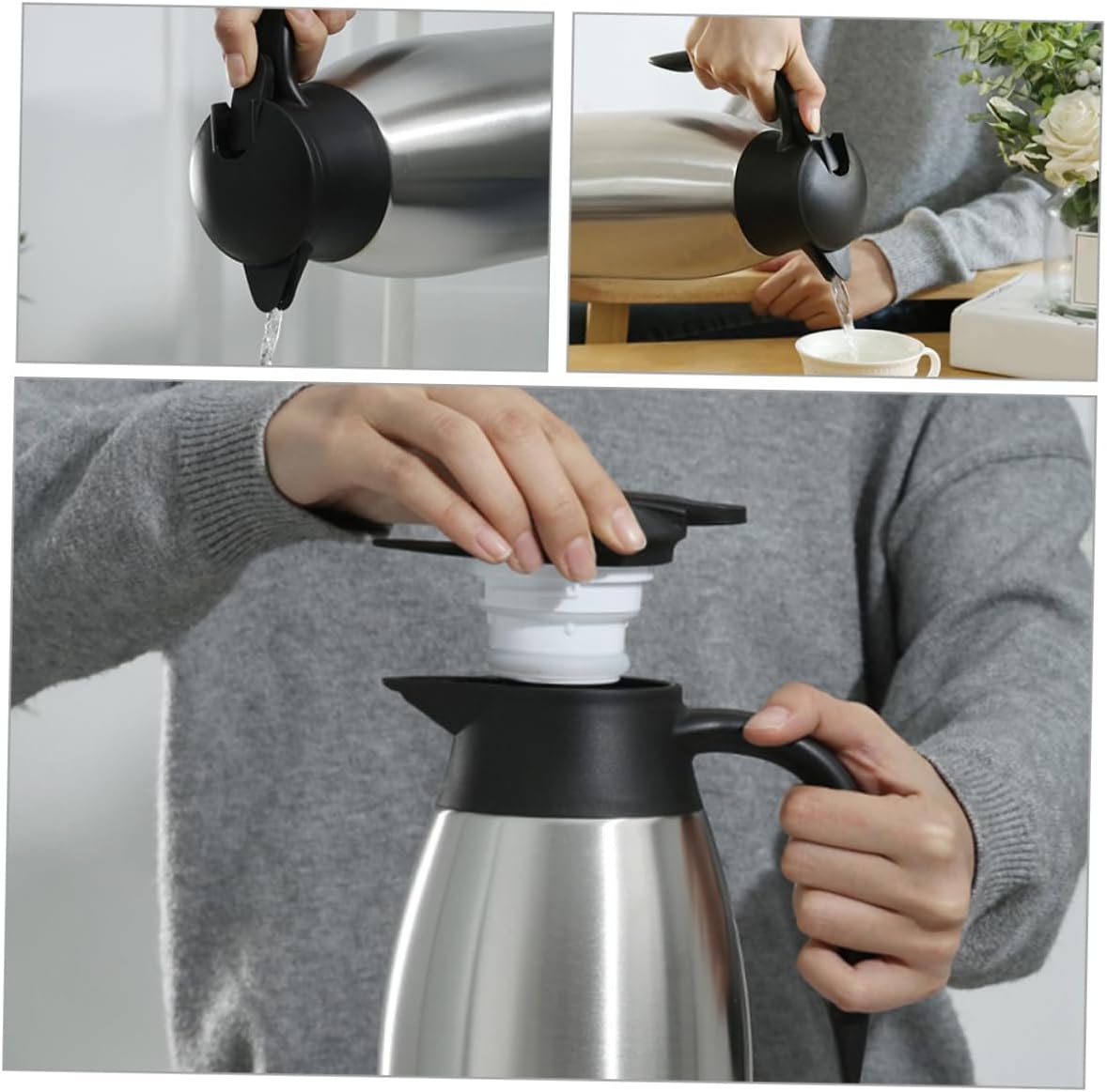 ABOOFAN Stainless Steel Insulated Hot Water Kettle Large Capacity Thermal Carafe for Coffee and Tea Double-wall Vacuum Design for Long Heat Retention Home and Office Use
