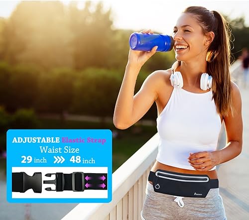 Miniatura 3 de Cangurera delgada para correr para mujeres y hombres, bolsa de cintura con soporte para teléfono, cinturón de cintura para correr para