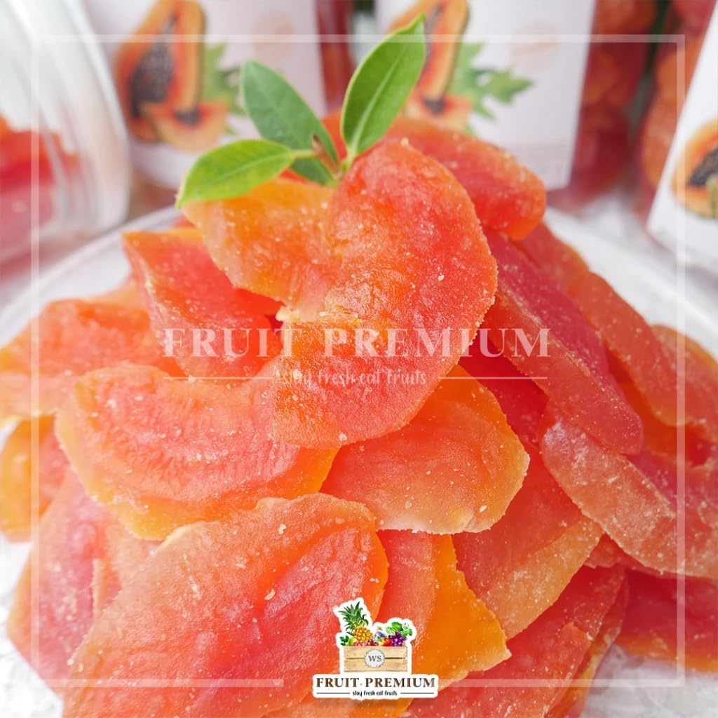 ฟรุ๊ต Soft-Dried Papaya Slices - Low Sugar Tropical Fruit Snack - Chewy and Tender Texture - Non-GMO, Plant-Based - 300g
