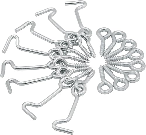 Jersvimc Pestillo giratorio de 1.5 pulgadas de plata para ventana (8 unidades), gancho de cabina de acero con tornillos de montaje para puerta de