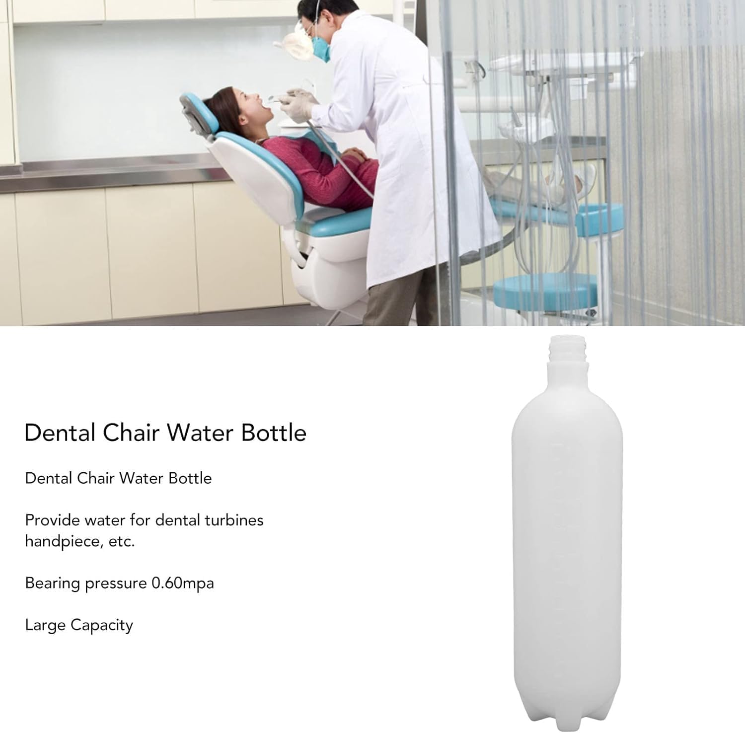 AYNEFY Water Storage Bottle, Transparent, 1000ML, Dental Chair, Reusable, Plastic, Standard Bottle