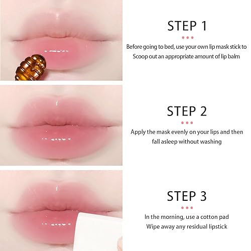 Miniatura 7 de 3 unidades de bálsamo labial de abeja, miel y fresa y sandía, máscara labial hidratante con propóleos durante la noche, bálsamo labial hidratante