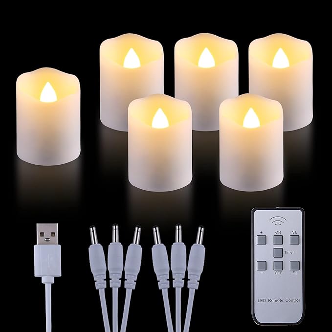 Paquete De 12 Velas Votivas Led Sin Llama, Con Temporizador