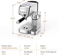 Vista 7 de MAttinata Cappuccino Machine 20 Bar, Professional Espresso Machines for Home and Office with Automatic Milk Frothering System, Barista Compact Latte