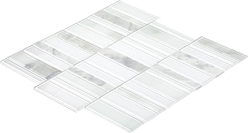 Miniatura 2 de Daltile SimplyStick Mosaix - Mosaico de piedra natural de mármol para despegar y pegar al azar en niebla tormentosagris para paredes y salpicaduras