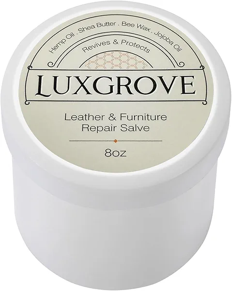 LUXGROVE® Leather & Furniture Repair Salve- Polisher, Moisturizer, and Restorer for Couches and Furniture - Conditioner for Leather Cleaner, Wood, and Vinyl - Repair Salve for Car Seats - 8oz