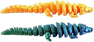 Comprar Laroal Paquete de 2 Adornos de cocodrilo Impresos en 3D, Modelo de simulación de caimán con Puntos móviles (17 cm Dorado/Azul y Verde)