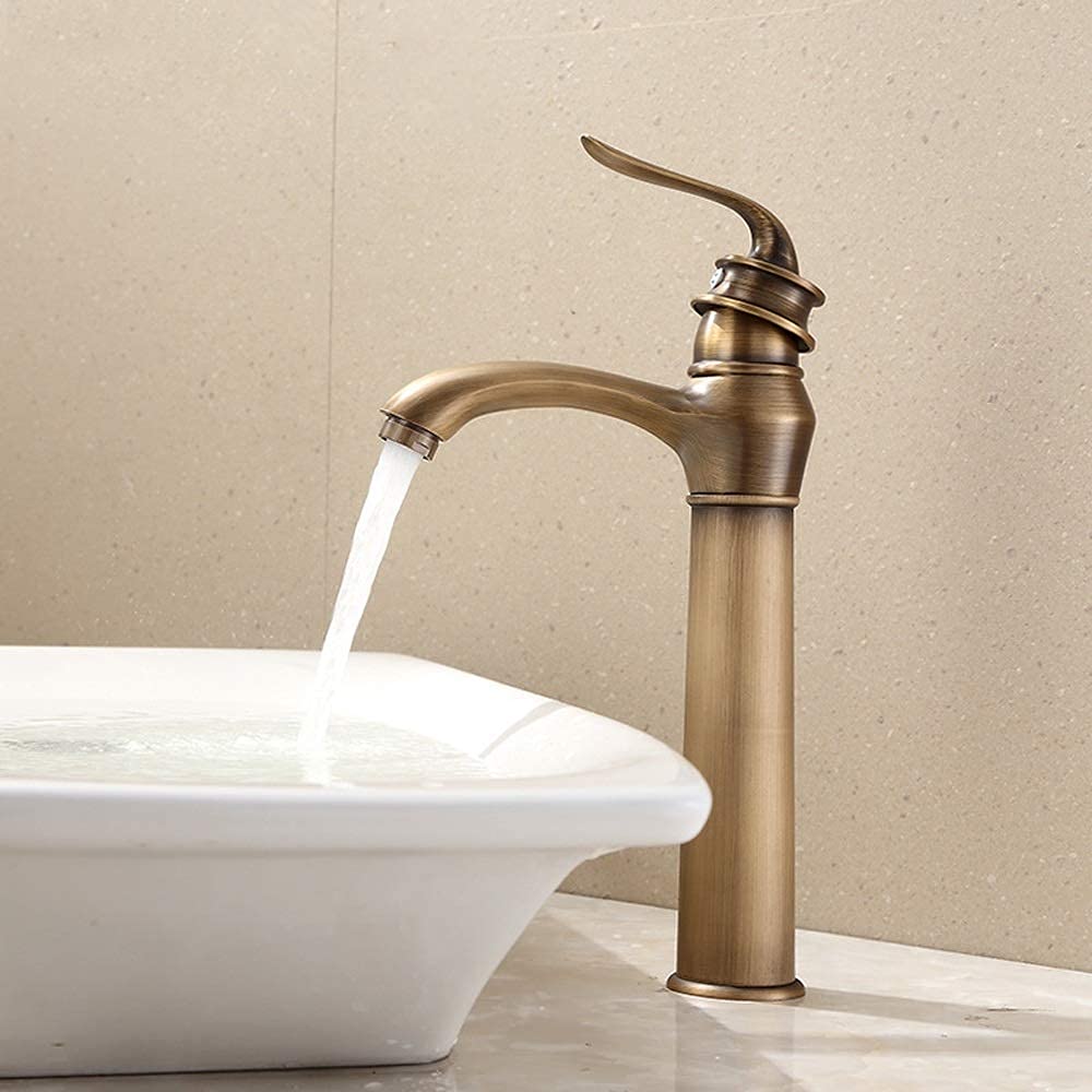 Robinet de lavabo mitigeur antique bronze chaud froid à poser