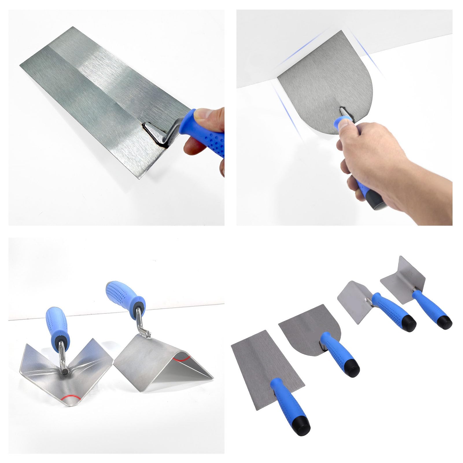 Il Set di Cazzuole per Intonaco in Acciaio Inossidabile Leviga Efficacemente gli Angoli di Cartongesso e Cemento con Manico in TPR per Pareti Interne/esterne