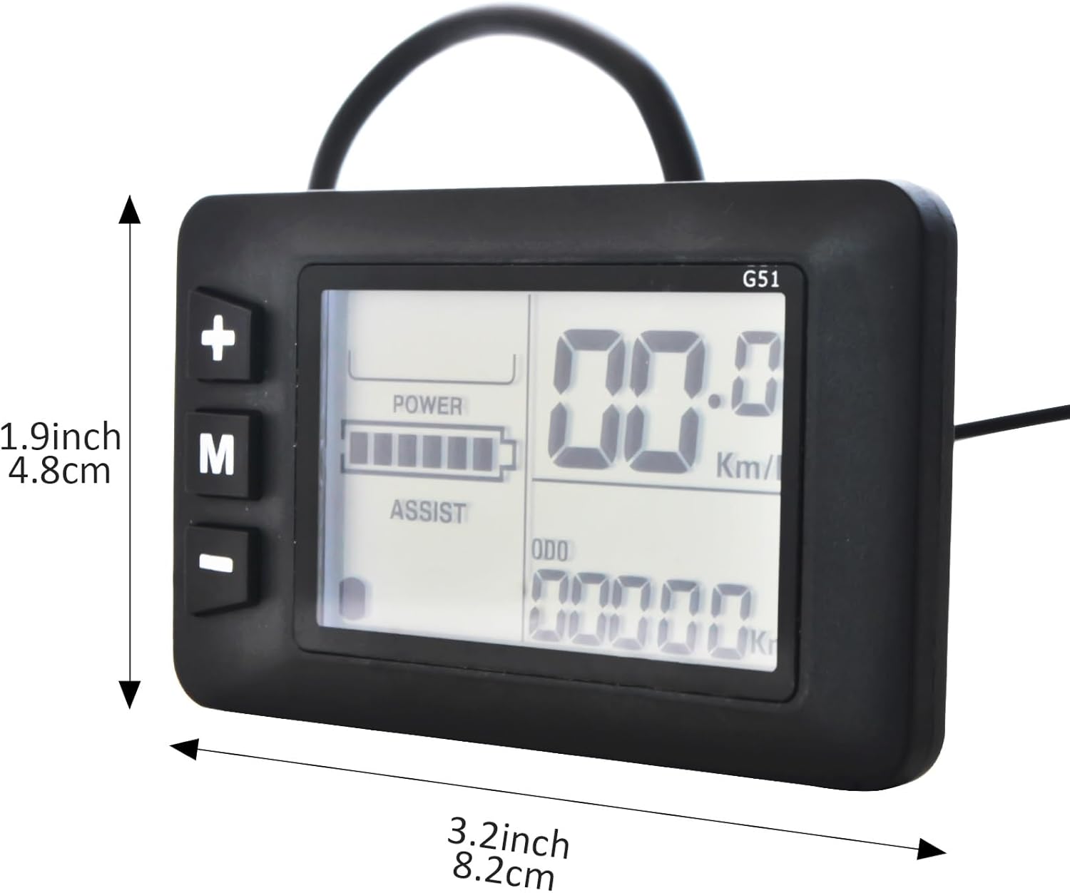 G51 LCD Display Meter with dimensions labeled