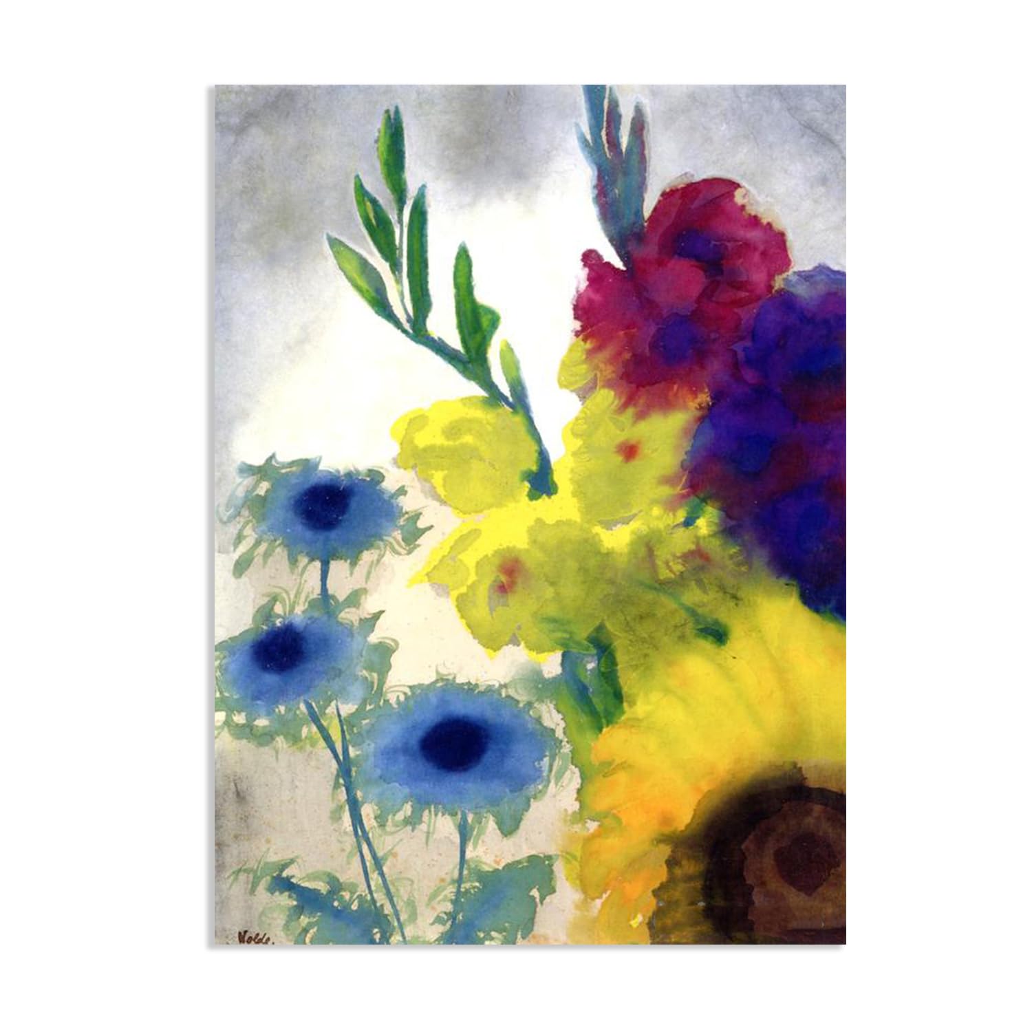 RXNHGJDS Emil Nolde Canvas Print Wall Art Famous Flowers Oil Paintings Reproduction Yellow Blue Emil Nolde Poster for Living Room Bedroom Home Decor 70x50cm(28x20in) poster