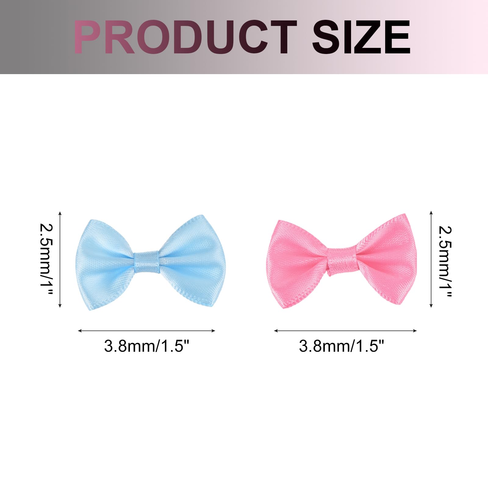 QUARKZMAN 50 Piezas de Lazos Rojo Rosa Claro y Azul 3.8 X 2.5 Cm Mini Moño para Manualidades Lazos de Satén Pequeños a Granel para Costura DIY Scrapbooking Decoración del Hogar