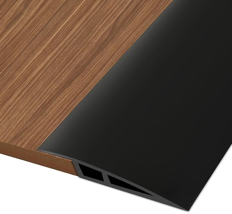 Hengrongshen Öntapadós PVC Küszöbsín 1m x 5cm - Fekete Átmeneti Profil Padlómagasság Kiegyenlítéshez Parketta, Laminált Padló 5-10mm
