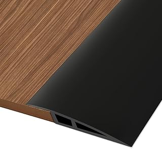 PVC Türschwellen Leiste, 2M Übergangsprofil Selbstklebend, Übergangsleiste Boden Höhenausgleich Abdeckleiste für Parkettböden Laminate Schwellen (Schwarz)