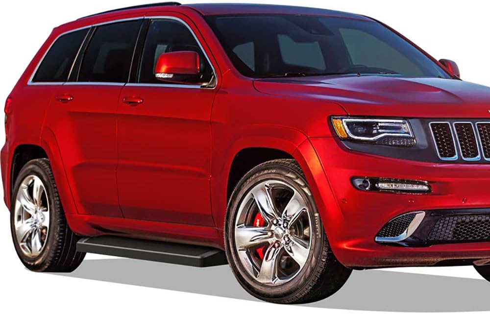 HD Ridez Running Board 6" Black Compatible with Jeep Grand Cherokee 2011-2021 (Include 22 WK)(Exclude Limited X & High Altitude & Summit & SRT & SRT8 & Trackhawk & Trailhawk) (Nerf Bar Side Steps)