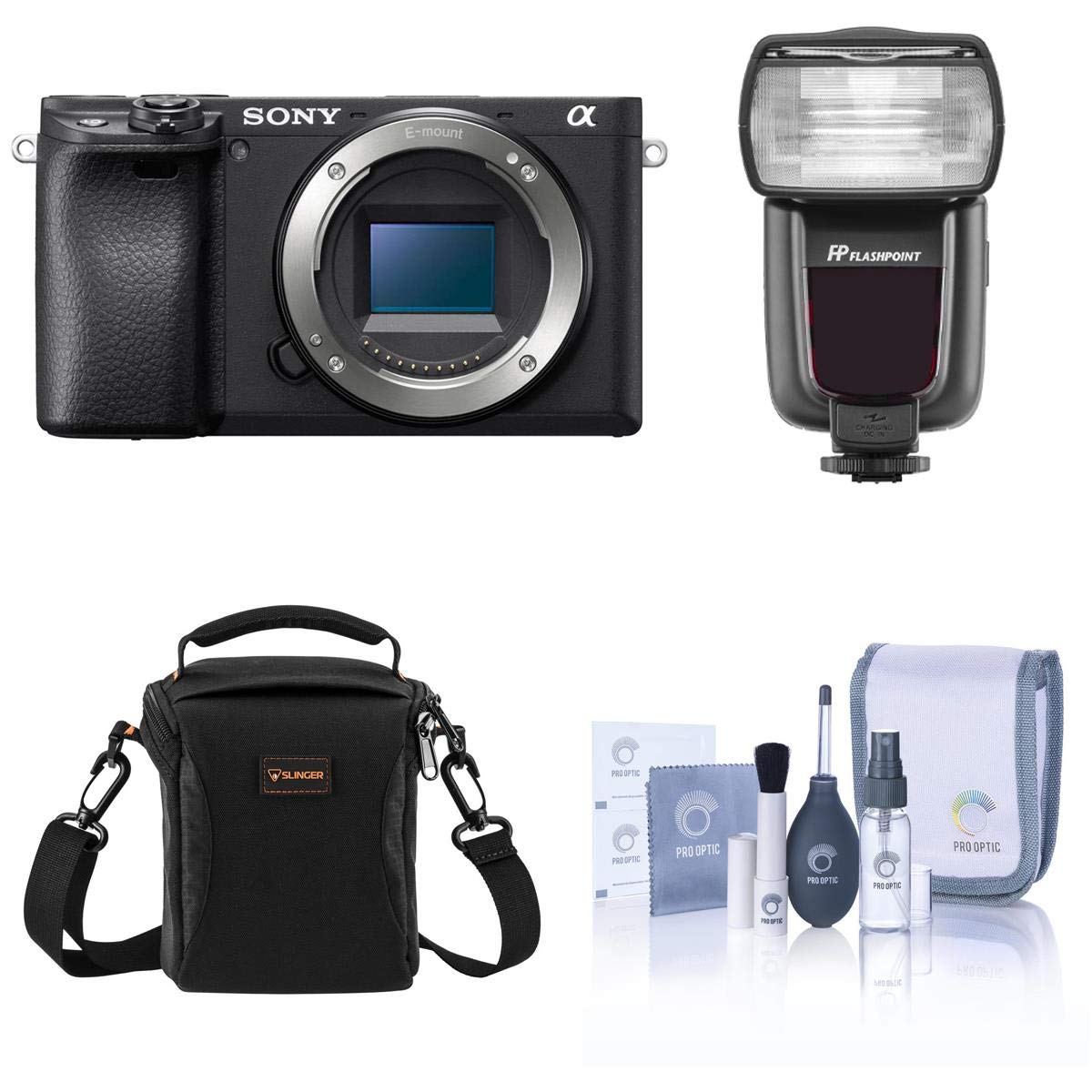 Sony Alpha a6400 Mirrorless Digital Camera Body - with Flashpoint Zoom TTL R2 Flash with Integrated 