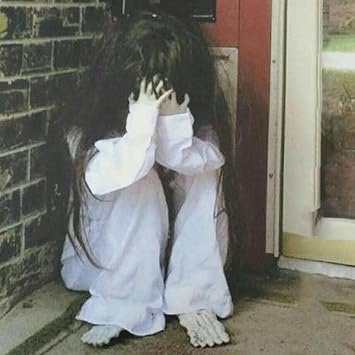 Halloween Creepy Ghost Doll - Scary Crying Voice Control Decor - Party Decorations Haunted House Prop (White)