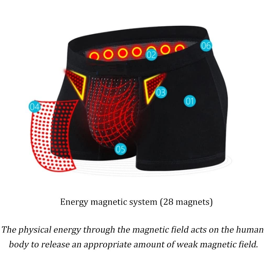 Bielizna Powiększająca Męska Magnesy Energetyczne Bokserki Terapia Magnetyczna Wewnętrzne Spodnie do Opieki Zdrowotnej Poprawa Męskiej Siły (Color : Black-2pcs, Size : XXL)