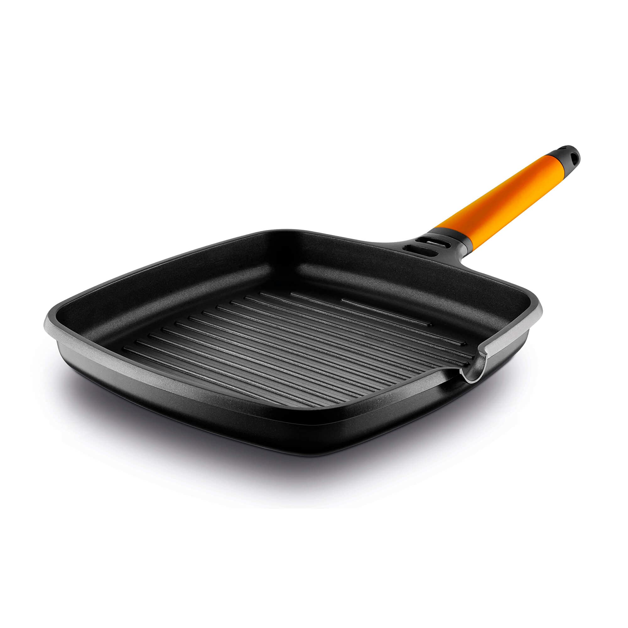 Fundixby Castey Nonstick Cast Aluminium Induction Grill Pan with Removable Orange Handle, 10-1/2-Inch