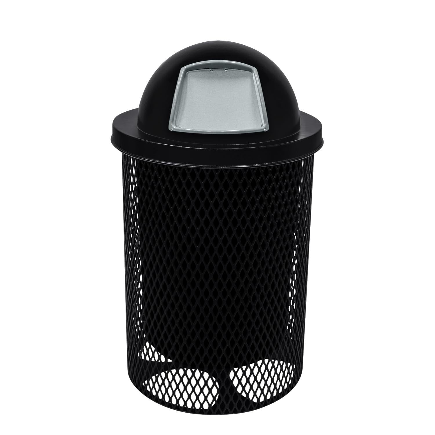 COATEDOUTDOORFURNITURE RDT-BLK Heavy Duty 32 Gallon Round Trash Receptacle Liner Included Black with Dome Lid Made in America