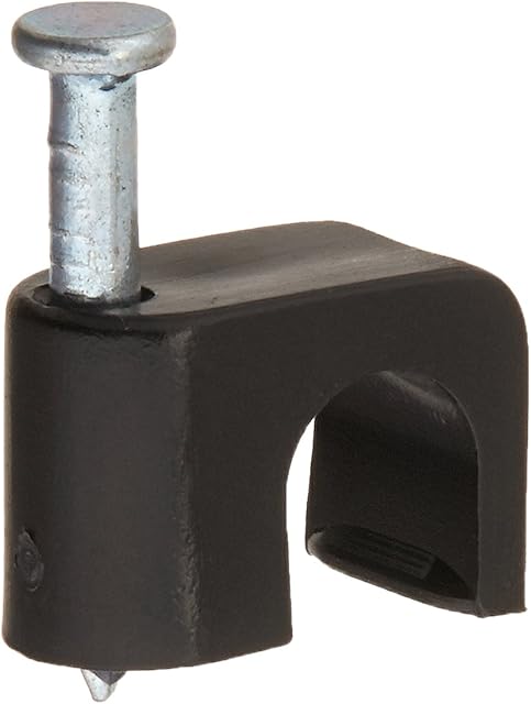 Gardner Bender PCS-1600T Masonry Coaxial Staple, ¼ Inch., Clip-on, Secures RG-6 / RG-6Q / RG-59, Polyethylene - UV Resistant, Splinter Free, 25 Pk., Black