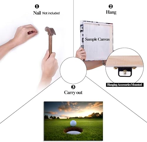 Vista 32 de chenchenArt Arte de pared de campo de golf de Estados Unidos, TPC, Sawgrass Golf Course, impresiones en lienzo, decoración de pared de golf para Rojo