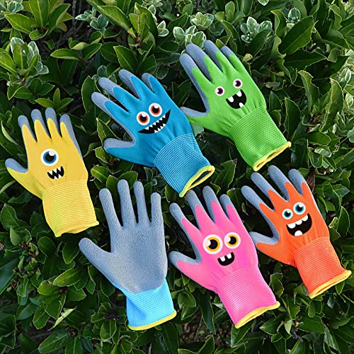 Joottuan 6 Pairs Kids Gardening Gloves Children Work Gloves Rubber Coated Garden Gloves For Kids Toddlers (Large (Age 9-11)) #TOP5