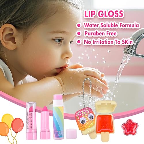 Miniatura 4 de Kit de maquillaje de unicornio para niñas, juego de cosméticos lavables no tóxicos con bolsa de unicornio, juguete de maquillaje de princesa para