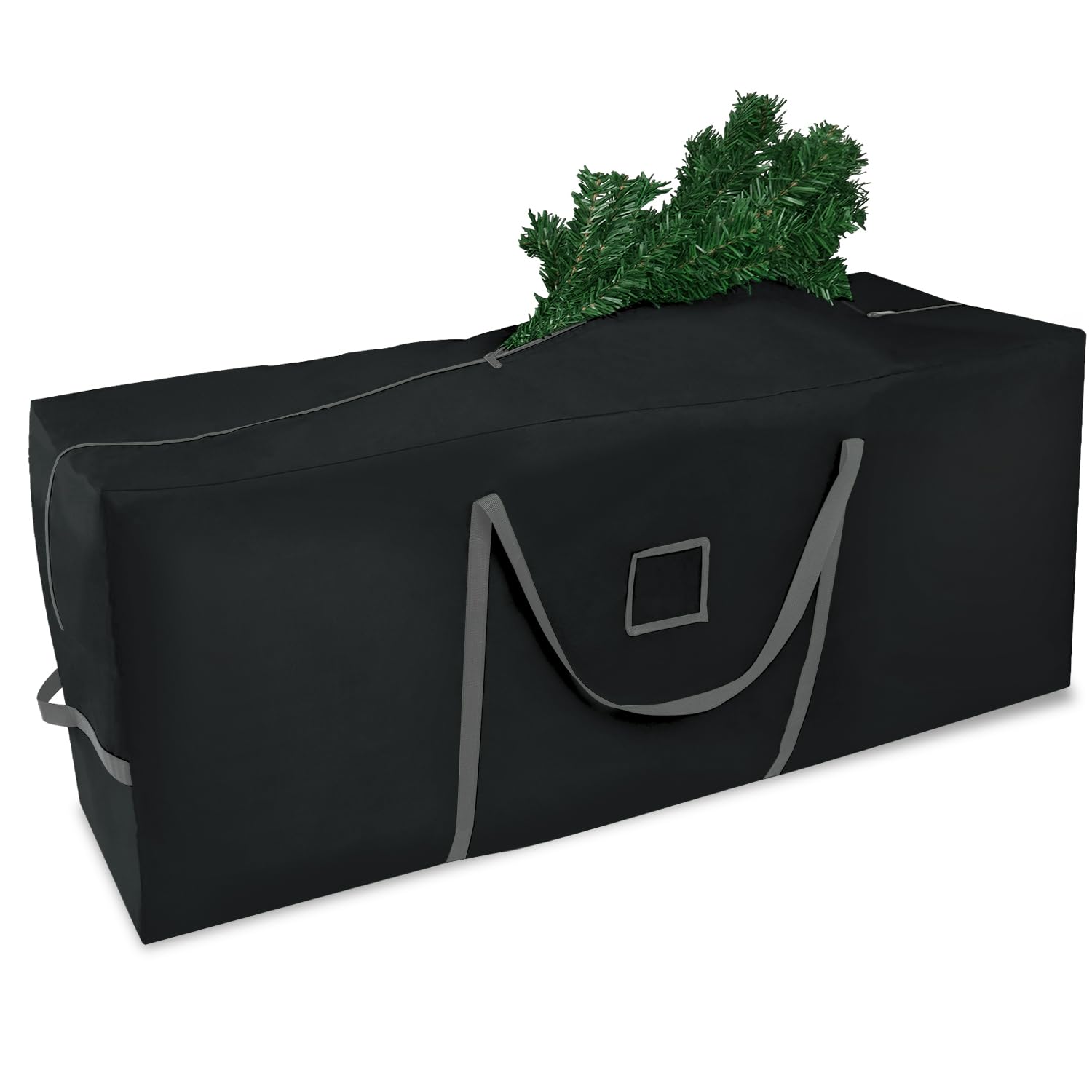 Miaikoe Christmas Tree Storage Bag - Fits Up to 7.5 FT, Waterproof Heavy Duty 600D Oxford Xmas Holiday Tree Bag with Dual Zipper & Durable Handles 127 x 38 x 50cm (Black)