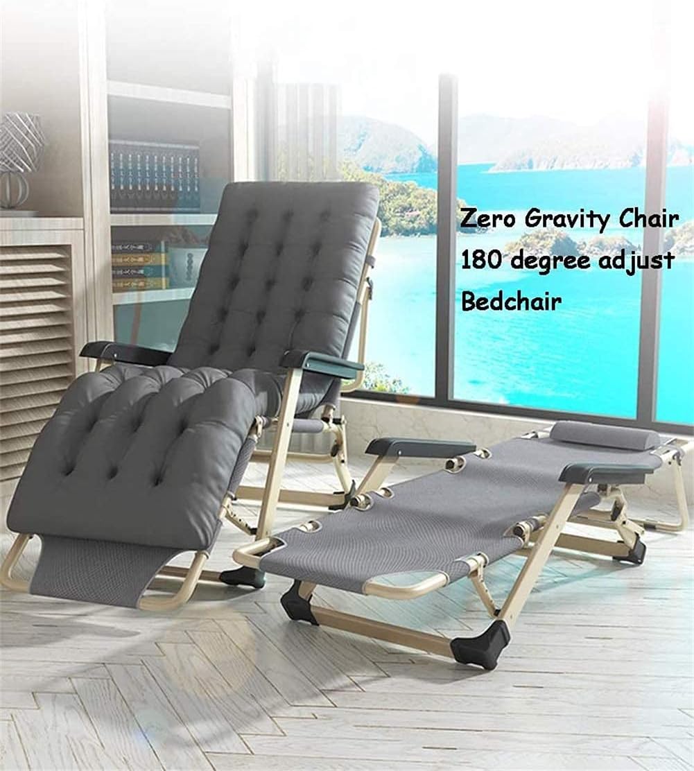 JATIBOSH Reclining Chair Folding Zero Gravity Lounge Chair Oversize XL,Deck Chairs Cotton Cushion for Garden Outdoor Patio Sun Loungers Bed Recliner Loading up to 260kg with Head Pillow