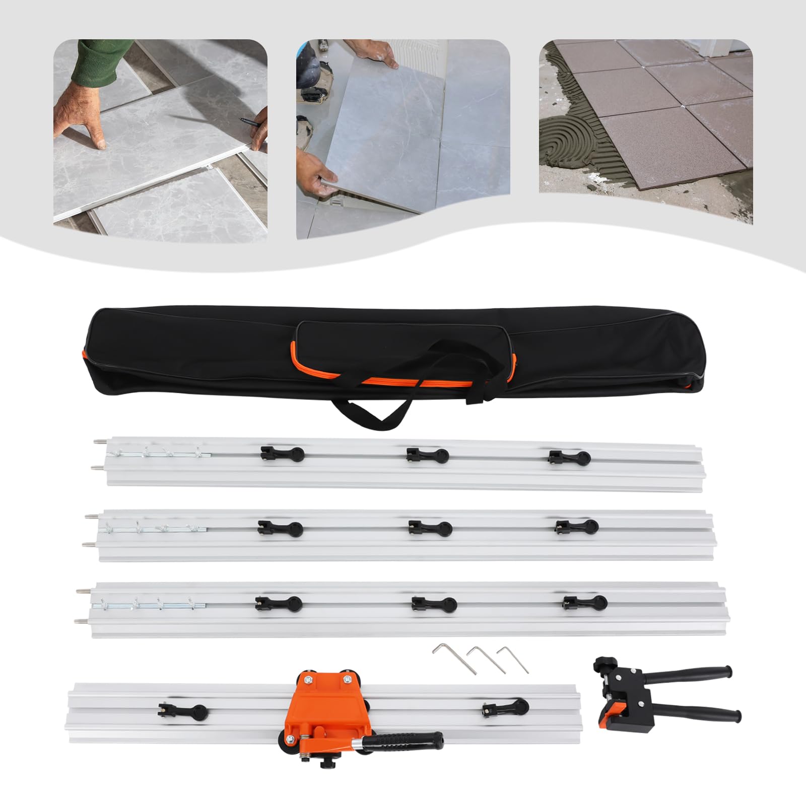 Cortadora Manual de Azulejos, máquina de Corte de cerámica y Porcelana con riel guía Largo, 3 Ruedas de Corte, Bolsa de Transporte incluida.