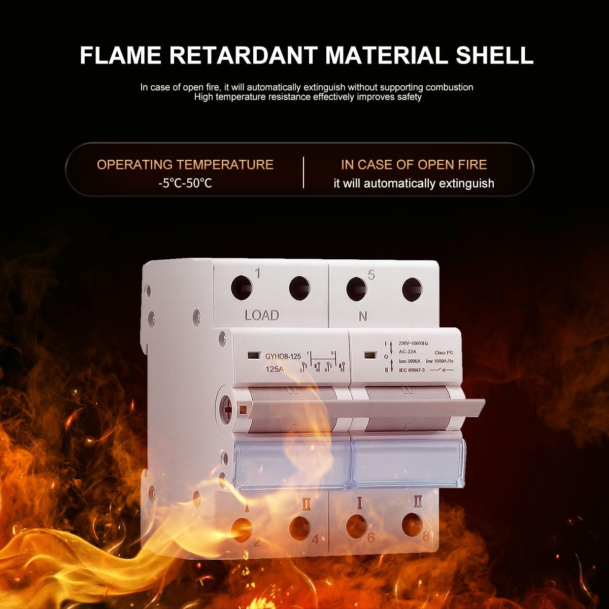 Interruptor de transferencia Manual 63A 2P + 2P MTS AC. Automático Disyuntor Magnetotérmico de Cambio Modular. Conmutador