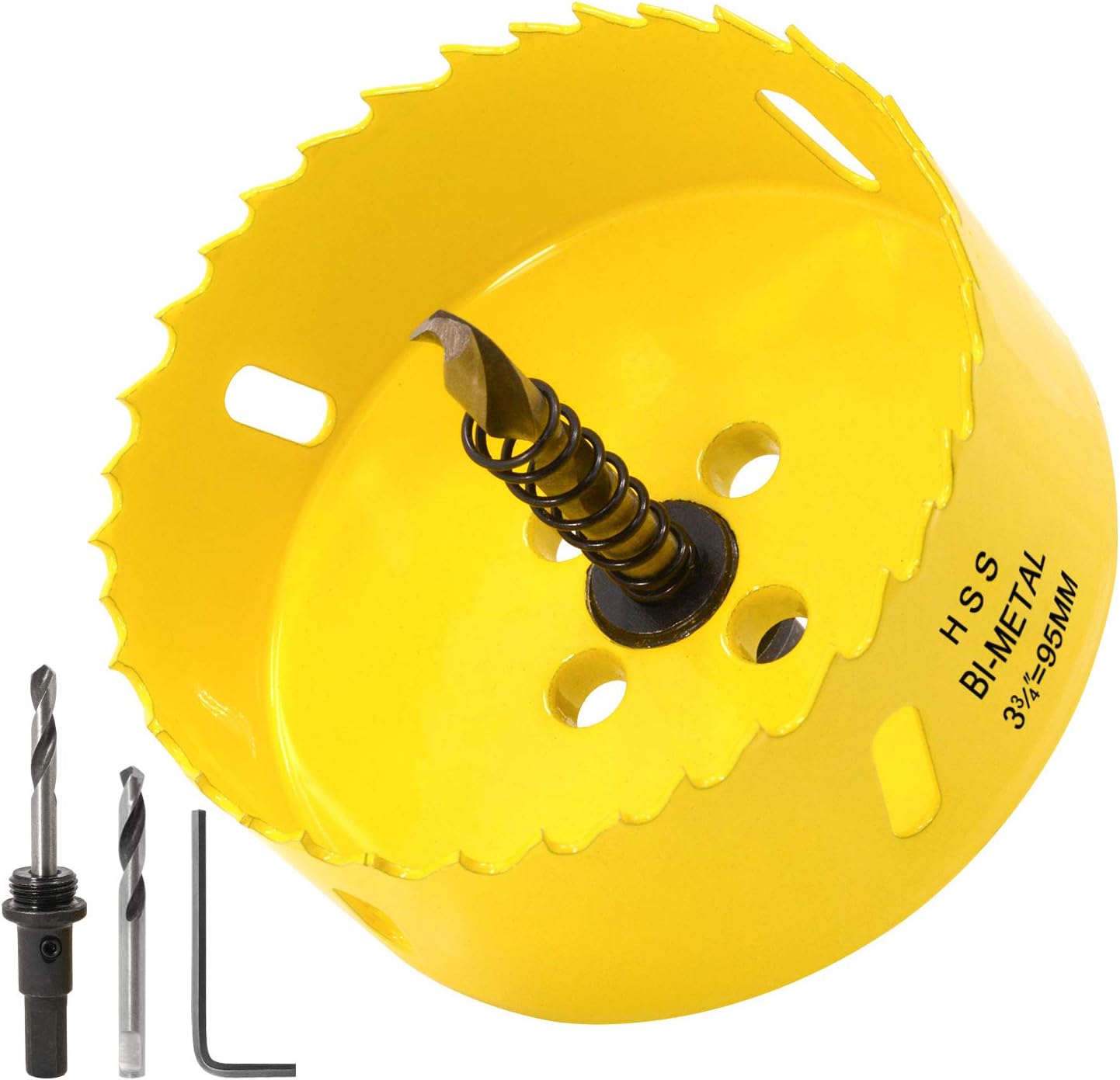 3 3/4 inch Hole Saw With 3/8 Arbor HSS Bi-Metal Hole Saw Blade And Variable Teeth Pitch For Wood,Plastic Board,Pipe,Plywood,And Soft Metal Sheet (95mm)