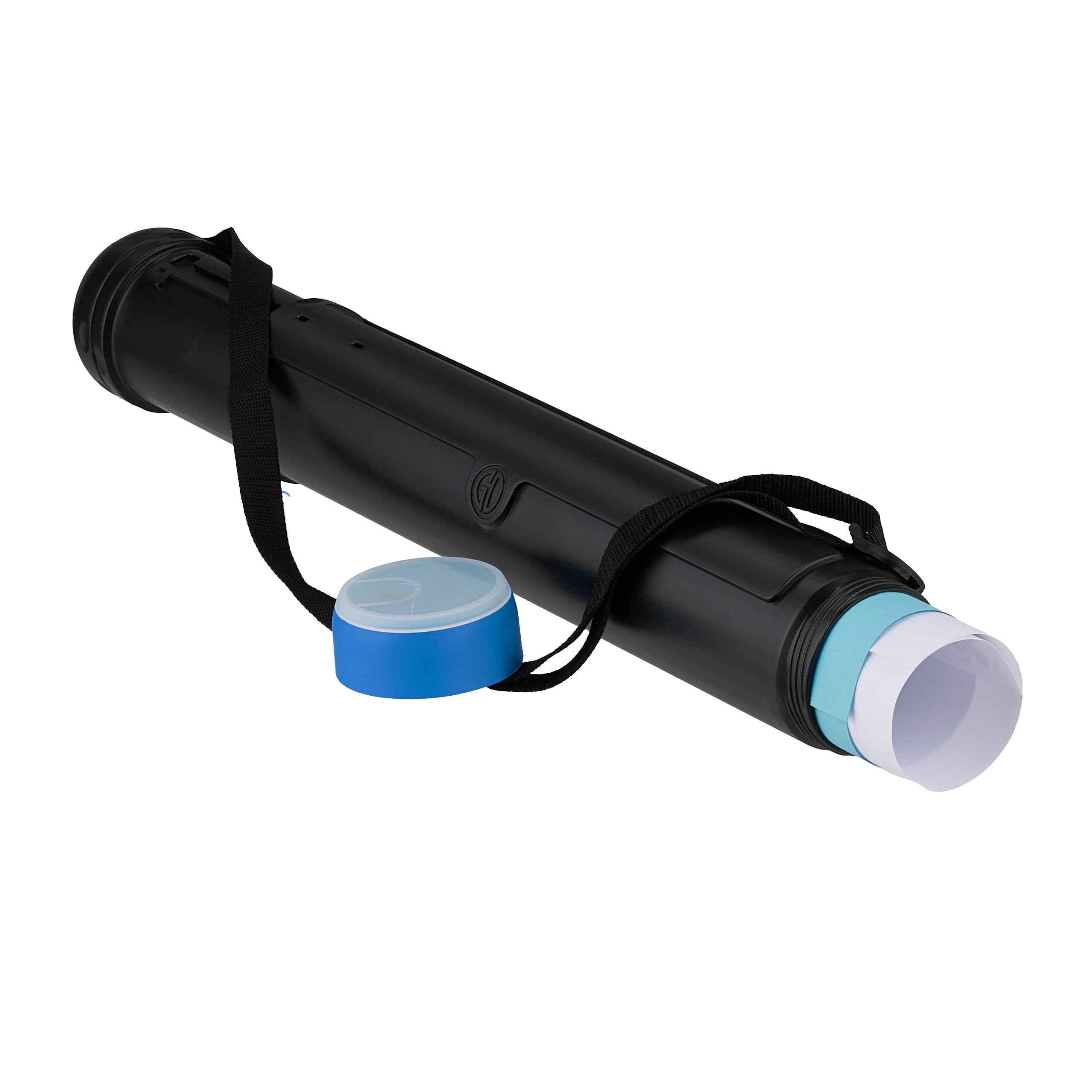 Relaxdays extendable poster tube, 50–108 cm, Ø 8.5 cm, for transporting posters and drawings up to DIN A0, black/blue