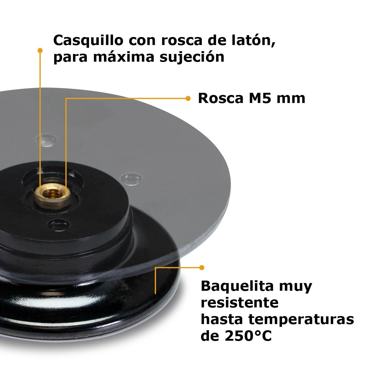 Oppaha Pomos de olla compatibles con AMC al 100% con rosca de latón y baquelita antiquemaduras, juego de 2 unidades