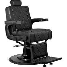 Berkeley Rogers Heavy Duty Barber Chair Reclining Seat, Hydraulic Barber Chair for Barber Shop Hair Salon, Black Frame Black Leather