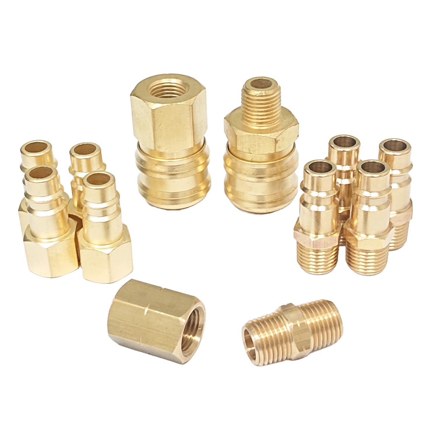 T TANYA HARDWARE 12PCS Airline Hose Compressor Fittings Set - Quick Release Connectors, 1/4" BSP Air Line Couplings Euro Airline Kit