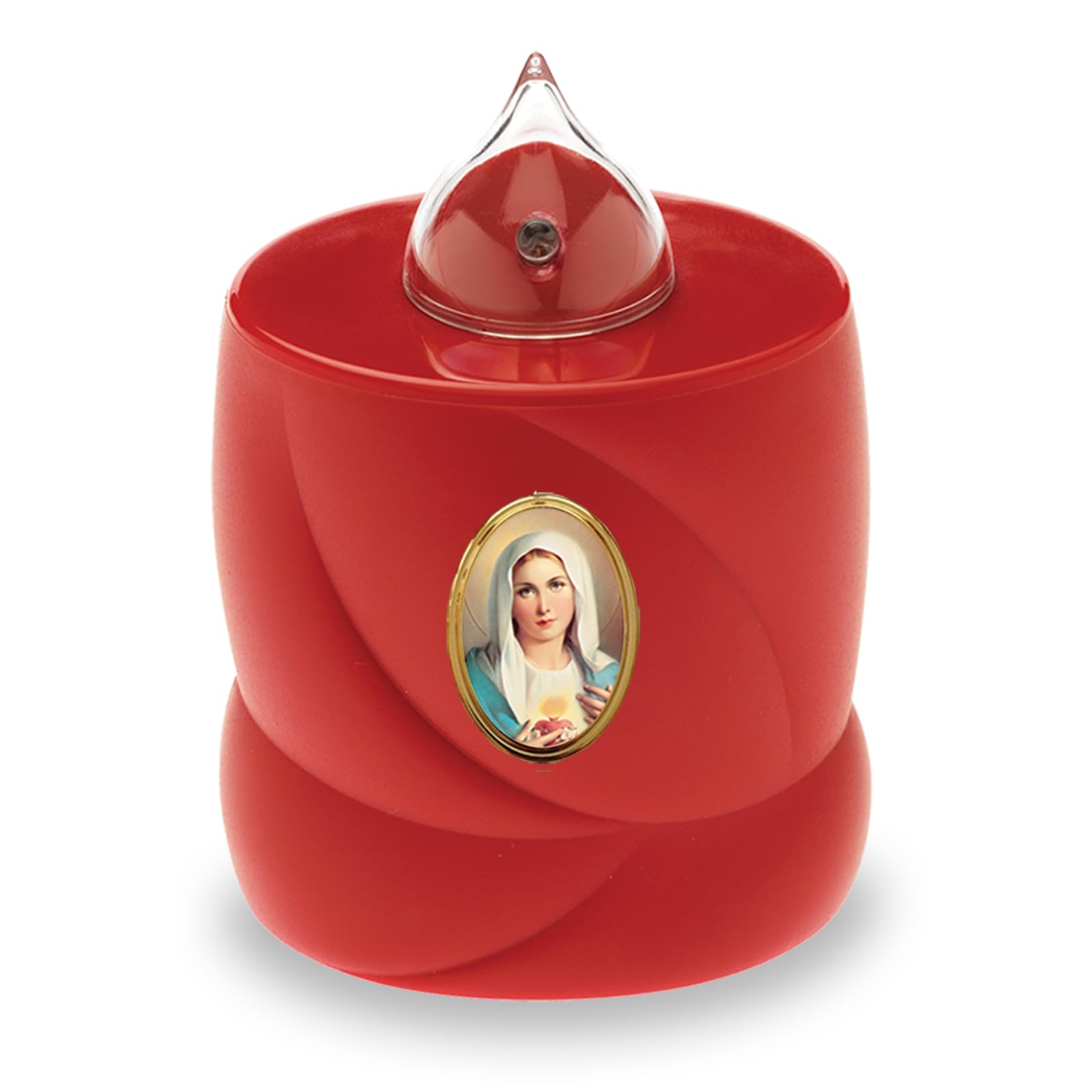 AROBA LED Grave Candle - Flickering Effect - Long Burning Time up to 200 Days - Reusable - Red Saint Mary