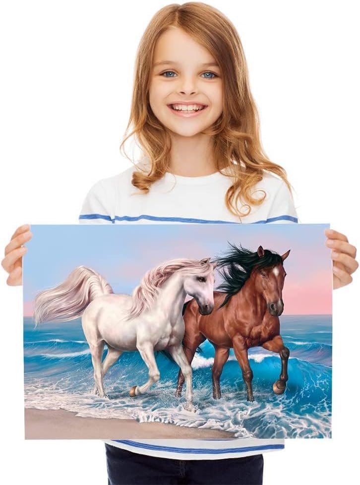 Image of Jasol Diamond Painting Kit, 40x30 Cms, Full Drill, 5D Crystals, Home Wall Decor Gift Set (Sea Horse J40058)