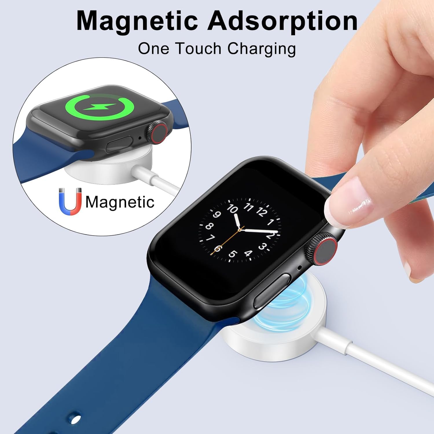 2Pack Upgraded for Apple Watch Charger USB Magnetic Wireless iWatch Charger Portable Compatible with iWatch Ultra/Series 11/10/9/8/7/6/SE/SE2/5/4/3/2/1-1m — view 2