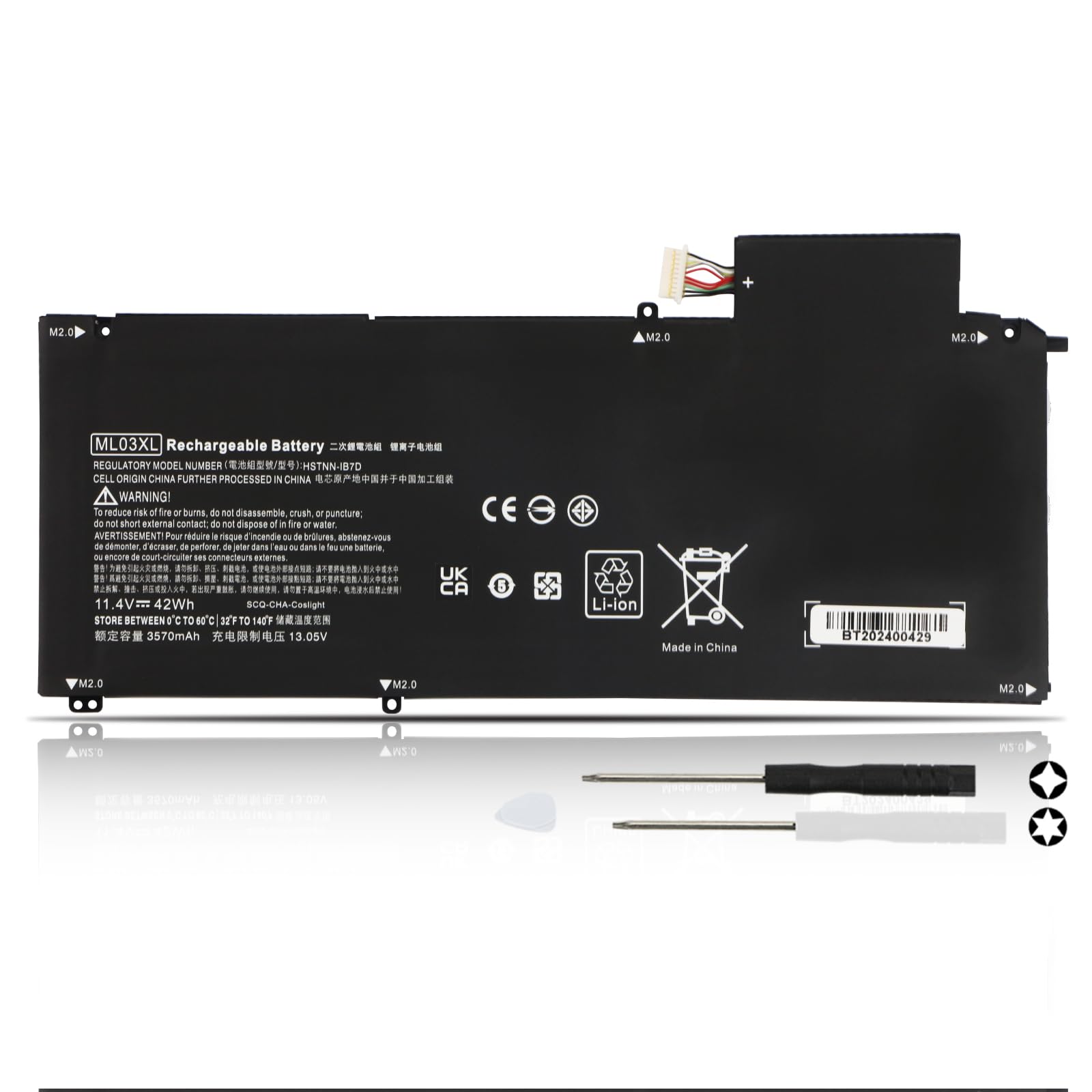 ML03XL Laptop Batterijvervanging voor HP Spectre X2 12 Detachable 12-a 12-a0xx 12-a000 ENERGY STAR 2-in-1 Series 12-a009nr 12-a008nr 12-a001ng 12-a004tu 12-a002tu 12-a010nr Series(11.4V 42Wh
