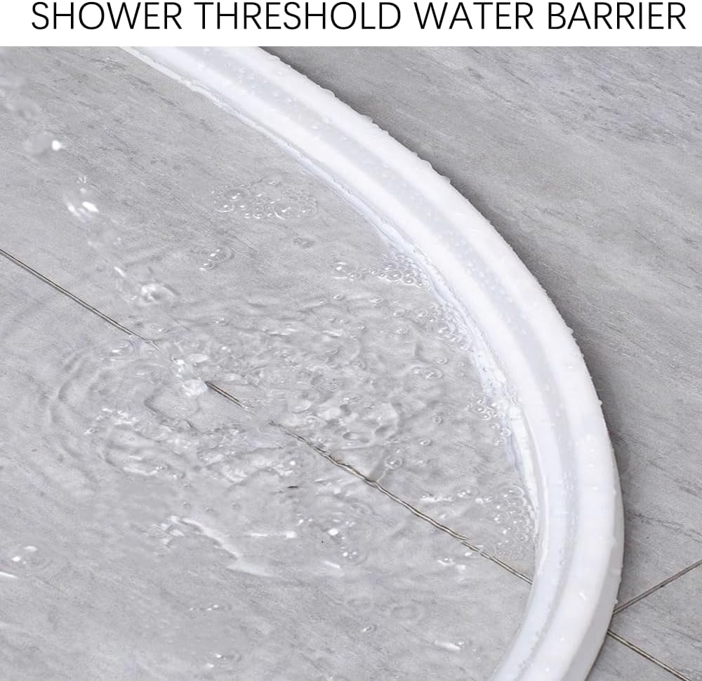 Collapsible Shower Threshold Water Dam Water Barrier for Shower and Retention System and Keeps Water Inside Threshold Dry and Wet Separation Suitable for Bathroom and Kitchen (118Inch, Black)