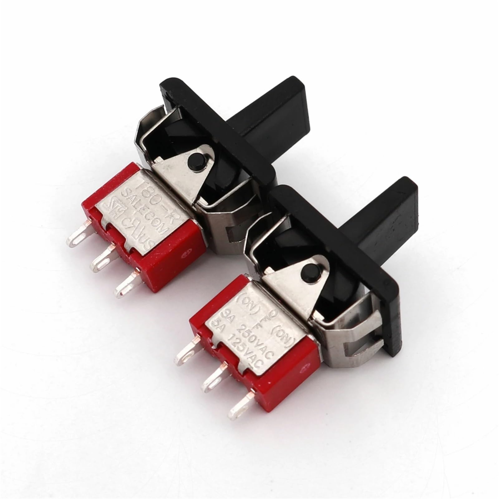 5 Stücke SH T80-R Serie R8016A-P14 3Pin Momentary MOM-OFF-MOM Selbstrückkehr SPDT Mini Wippschalter und Paddelschalter(5Pcs Black)